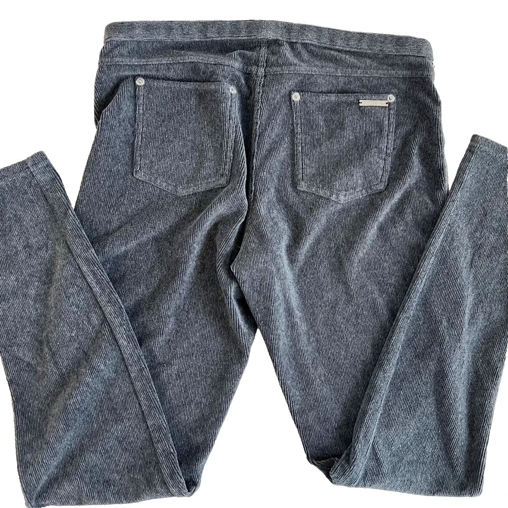 Michael Kors Women's Gray Ribbed‎ Velour Leggings Slim Leg Pants Jeggings M